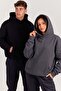 Unisex 2-Piece Oversize Basic Hoodie Black & Smoked – Hooded, with Pockets, 3-Thread Ribbed Fleece