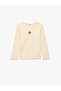 Ribbed Crew Neck Floral Embroidered Long Sleeve T-Shirt