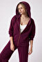 Women's Burgundy Modal Soft Touch Stripe Detailed Sporty Stylish Top and Bottom Set - 4