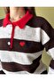 Women's Heart Embroidered Buttoned Knit Sweater - 2