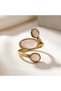Bronze Women's Ring Authentic Copper Jewelry Natural Stone Pink Quartz Stone Vintage Style Front Adjustable Vi - 6