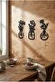 Flower Wall Decor, Black Wall Decor, 3-Piece Wall Art, Wooden Painting 34X15 cm - 2