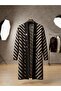 Women's Hijab Button Detailed Long Striped Cardigan - 4