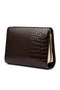 Crocodile Shiny Leather Brown Organizer Makeup Bag & Multi-Purpose Clutch Evening Event Portfolio Handbag - 3