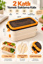 2-Tier Food Storage Container 1800 ml – Lockable Lunch Box with Spoon and Fork Included