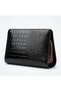 Crocodile Shiny Leather Black Organizer Makeup Bag & Multi-Purpose Clutch Evening Event Portfolio Handbag - 2