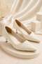 Leyla Women's Ecru Pointed Toe Lace Patterned 5 cm Thin Heeled Stiletto Shoes - 2