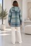 Women's Hooded Plaid Patterned Asymmetrical Cross-Cut Long Knitwear Cardigan - 4