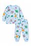 Girl Cotton Long-Sleeve Blue Crew Neck Pajama Set
