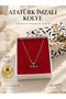 Ataturk Signed Steel Necklace Ghost Chain Women Men Unisex Gift in Box