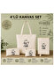 4-Piece Canvas Handmade Bag Set, Shoulder Bag, Book Cover, Wallet and Pen Holder, Bag Set, Book Bag, Gift Bag Set, Book Lover Gift, Organizer, Notebook Agenda Cover