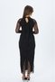 Zero Neckline Sparkling Snail Accessory Detailed Tulle Flock Print Long Sleeve Lined - 3