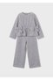 Girl's Gray Bow Detailed Knitwear Set - 3