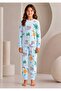 Girl Cotton Long-Sleeve Blue Crew Neck Pajama Set - 2