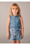 Girl's Strappy Denim Tshirt Blue