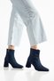 Women's Heeled Boots with Blunt Toe and Suede Zipper Detail