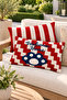 Paw Patterned and Striped Decorative Rectangular Throw Pillow Cover Set of 2 30X50Cm (Double Flaped) - 3