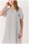 White Viscose Fabric V-Neck Short Sleeve Unlined Spotted Patterned Summer Relaxed Cut Dress - 3