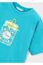 Girl's Oversize Printed Tshirt Blue - 5
