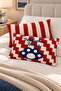 Paw Patterned and Striped Decorative Rectangular Throw Pillow Cover Set of 2 30X50Cm (Double Flaped) - 2