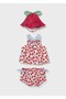 Newborn Baby Girl Swimsuit Set Red - 2