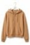 Milky Brown Cotton Fabric Hooded Collar Long Sleeve Zipper Detailed Sweatshirt with Pockets - 2