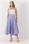 Lilac Viscose Blended Fabric Side Zipper Lined Floral Embossed Flared Skirt
