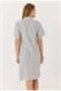 White Viscose Fabric V-Neck Short Sleeve Unlined Spotted Patterned Summer Relaxed Cut Dress - 4