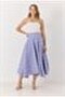 Lilac Viscose Blended Fabric Side Zipper Lined Floral Embossed Flared Skirt - 2