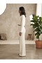 Women's Crew Neck Crop Top and Sweater Pants Knitwear Top and Bottom Set - 3