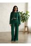 Women's Crew Neck Crop Top and Sweater Pants Knitwear Top and Bottom Set