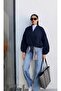 Women's V-Neck Bomber Viral Jacket - 3