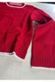 Women's Crew Neck Crop Top and Sweater Pants Knitwear Top and Bottom Set - 6