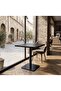 Modern Rectangular Conference Table Minimalist Design Durable Black Surface Metal Center Square Base Office Meeting Work Study - 4
