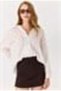 Ecru Sim Gold Striped Long Sleeve Buttoned Standard Form Woven Fabric Shirt Collar Shirt - 2