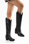 Embroidered Zippered Long Women's Cowboy Boots - 3