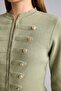 Fitted Crew Neck Zippered Crop Napoleon Cardigan I4121Ax26Au - 4