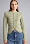 Fitted Crew Neck Zippered Crop Napoleon Cardigan I4121Ax26Au