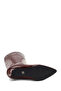 Women's Burgundy Short Thin Heeled Patent Leather Boots Wf550003Sr - 5