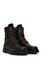 Women's Black Quebec Zippered Thick Soled Leather Boots 021Z100690 - 2