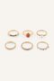 Women's Stone and Pearl Detailed 6-Piece Ring Set I1352Axns