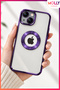 Lou Laser Transparent Silicone Case with Metallic Deep Purple Lens Protector for iPhone 15 Plus - 4