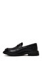 Women's Black Thick-Soled Leather Loafer Af450010Dv - 3