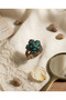 Bronze Women Ring Authentic Copper Jewelry Mini Turquoise Stone Prism Flower Adjustable Vintage - 5
