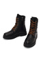Women's Black Quebec Zippered Thick Soled Leather Boots 021Z100690 - 4