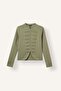 Fitted Crew Neck Zippered Crop Napoleon Cardigan I4121Ax26Au - 6