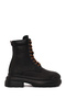Women's Black Lensors Zippered Thick Soled Leather Boots 021Z100015