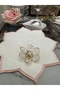 Star Shaped Colorful Embroidered Stain Resistant Fabric Presentation Napkin with Lotus Flower Brooch, Cocktail Napkin, Coffee Napkin, Coaster 6 Pieces - 5