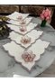 Lotus Flower Brooch, Colorful Edge Embroidery, Stain-Resistant Fabric Presentation Napkin, Cocktail Napkin, Coffee Napkin, Cup Coaster 6 Pieces - 3