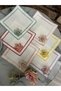 Square Double Row Colorful Embroidered Stain-Resistant Fabric Presentation Napkin with Lotus Flower Brooch, Cocktail Napkin, Coffee Side Napkin, Coaster 6 Pieces - 5